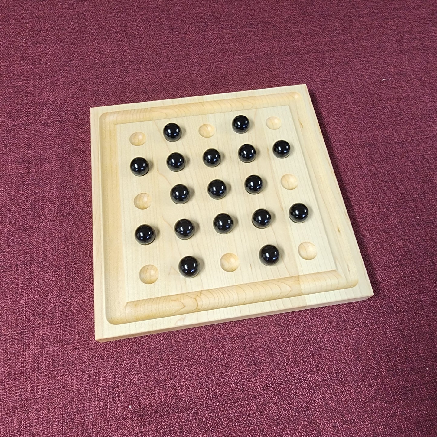 Square Peg Puzzler Wooden Solitaire Board Game